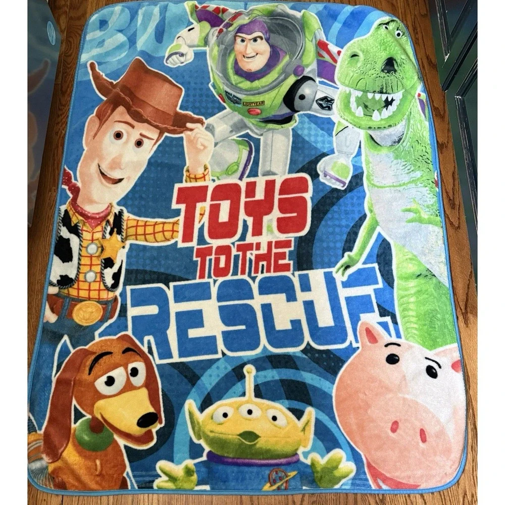 Disney Pixar Toy Story 5 Toys to the Rescue Kids Blue Polyester Blanket 50x60